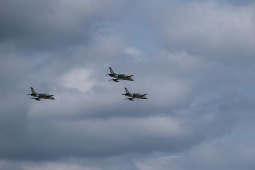 The three Aero L-39 Albatros airplanes flying at Bucharest International Air Show (BIAS 2022)