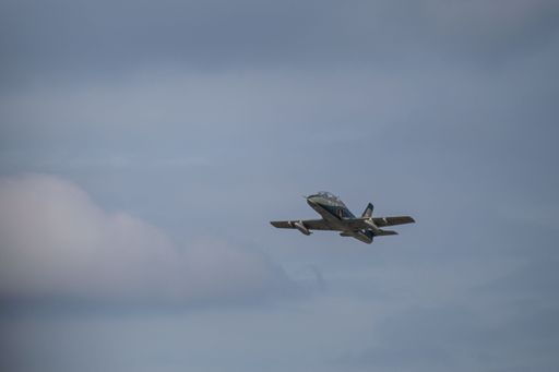 An IAR 99 airplane flying at Bucharest International Air Show (BIAS 2022)