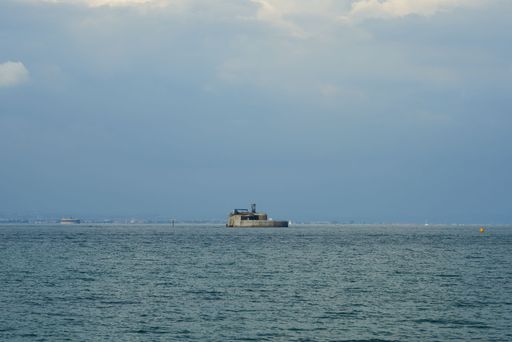 A Brittany Ferries ship at the coast of Bembridge on the Isle of Wight
