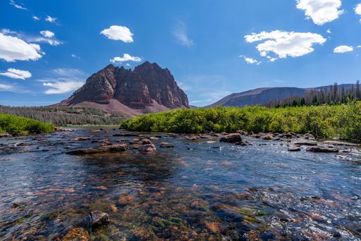 A natural scenery of Red Castel and Red Castle lake in the Uinta Mountains