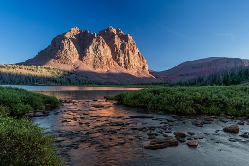 A beautiful natural view of Red castle lake and Red Castle in the Uinta Mountains