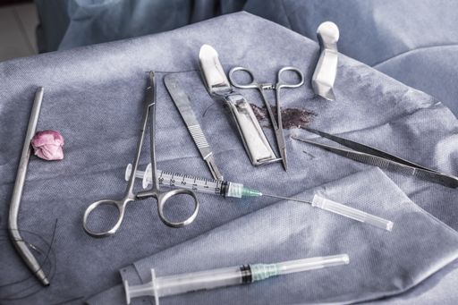 A closeup shot of medical instruments