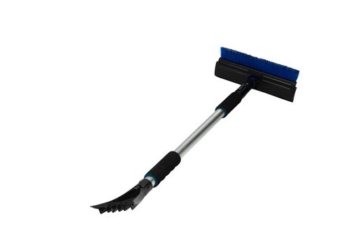 A black snow broom isolated on a white background