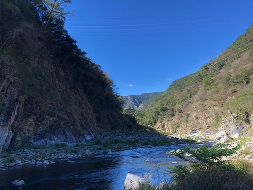 A beautiful view of the river flowing through the mountains in Taiwan.