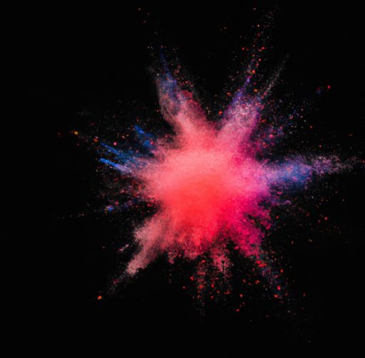 an Explosion of colored powder on a black background