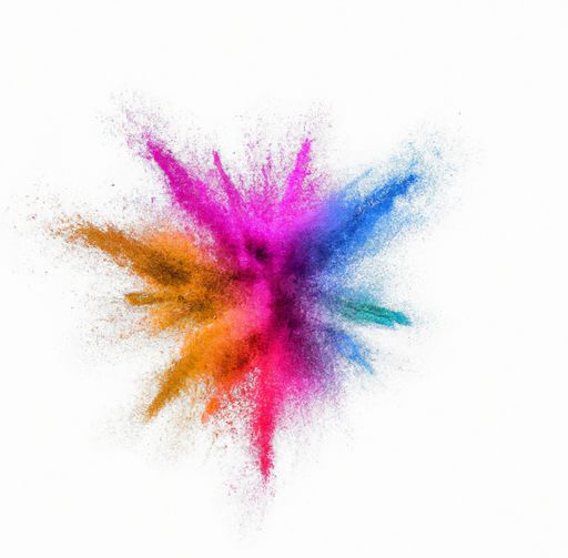 an Explosion of colored powder on a white background