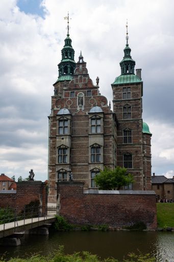 A vertical shot of the Rosenborg castle with its two towers in Copenhagen, Denmark