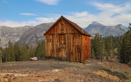An abandoned cabin sits at the site of the Bennettville mining ghost town in the Eastern Sierra.
