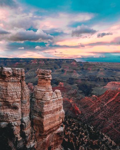 A vertical shot of the famous Grand Canyon national park in Arizona, US