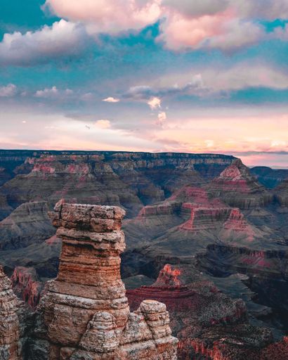 A vertical shot of the famous Grand Canyon national park in Arizona, US