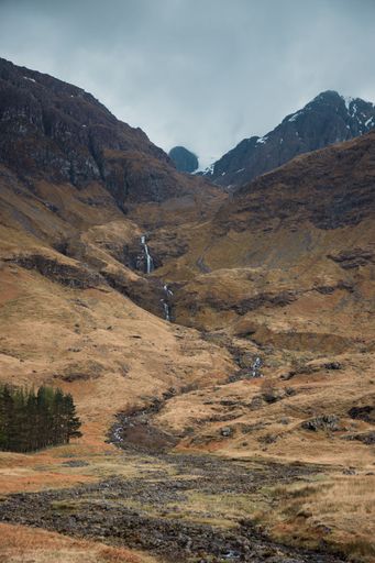a vertical shot of a hiking trail in the scottish highlands