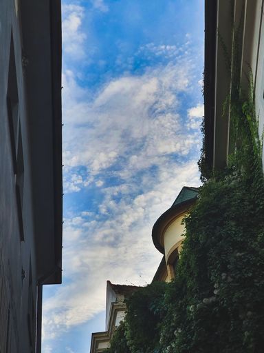 A low angle view of castle Bratislava under blue bright sky