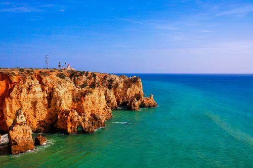 The Ponta da Piedade rocky cliffs in Lagos, Portugal - great for wallpapers