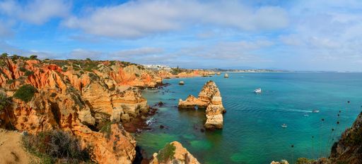 A panoramic shot of mesmerizing landscape from the coastal area of Lagos Portugal