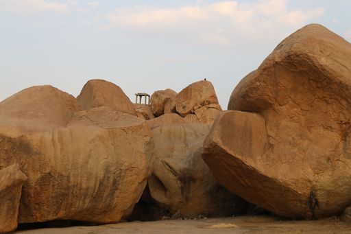 Beautiful small rock temple in hampi, India.