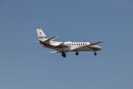 A private jet taking off from Martha's Vineyard Airport