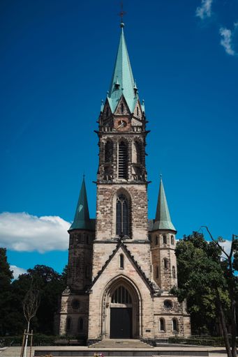 A vertical shot of Johanneskirche evangelical church in Darmstadt, Germany