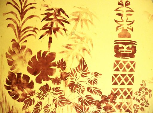 Cultural art, Melanesian painting on a yellow wall