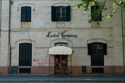 Palma De Mallorca, Spain July 19, 2020. The beautiful colorful houses and architecture in the center of Palma.