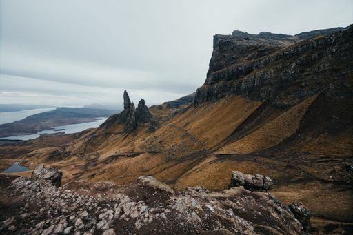 A beautiful shot of the Old Man of Storr rock formation on the Isle of Skye