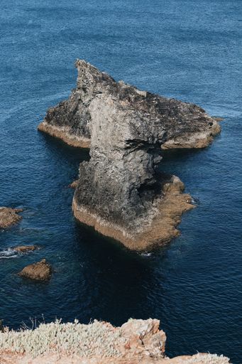 The famous places of the island Belle Ile en Mer, Needles of Port-Coton and the cliffs