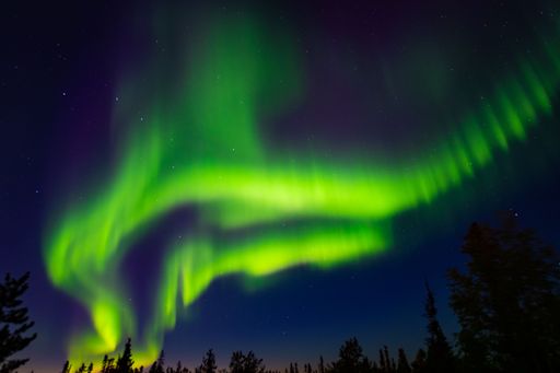 A green neon Aurora Borealis in the sky