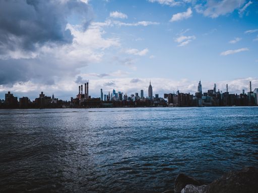 tall skyscrapers in new york seen from far