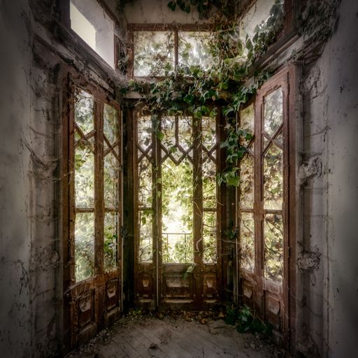 An inside of an abandoned castle in France
