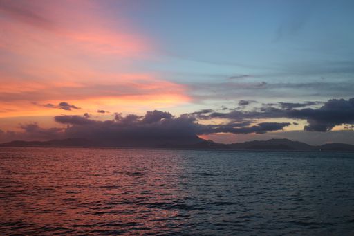 A mesmerizing view of the golden sunset over the sea