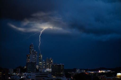 A beautiful lightning in the middle of the night in Panama city, Florida