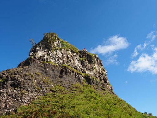 An aerial view of beautiful mountains in the Isle of Skye, Scotland