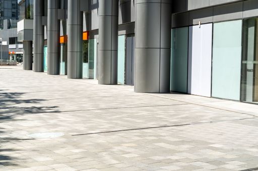 empty ground floor of modern street for copy space during day.