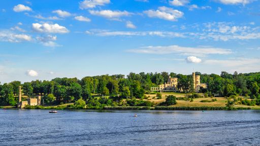 The Babelsberg Palace the summer residence of the German Emperor Wilhelm I.at blue sky