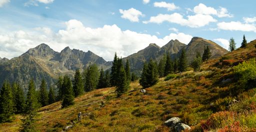 An hike through the Austrian Mountains during a cloudy day