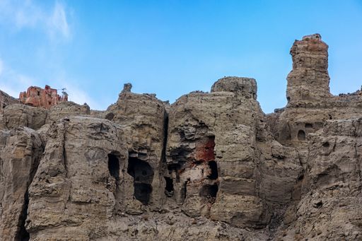 A beautiful landscape of rocky formations in Tibet, China