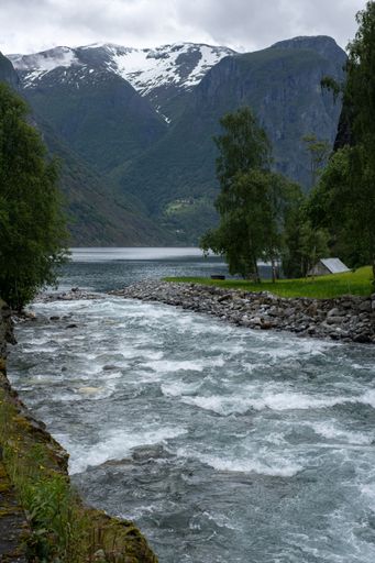 Undredal, Norway - June 19, 2022: Undredal village in Aurland Municipality in Vestland county, located along the Aurlandsfjorden