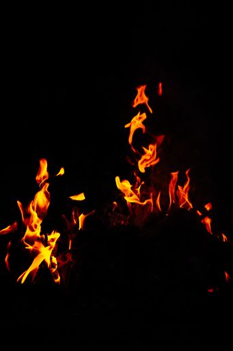 A stunning shot of a vibrantly burning fire with a black background