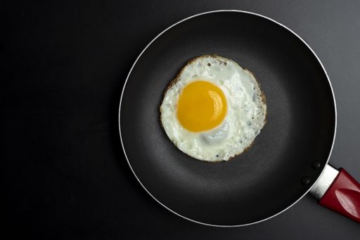 A closeup shot of making breakfast with fresh eggs