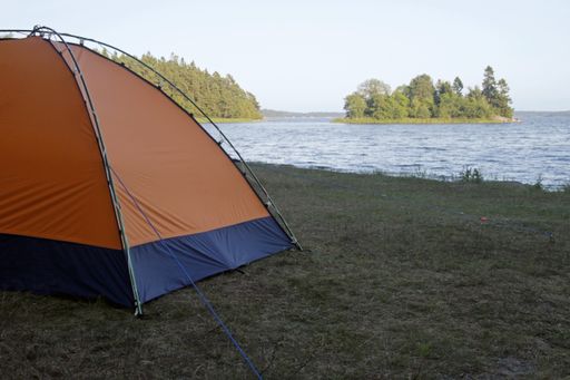 A closeup shot of camping at the coast in Sweden