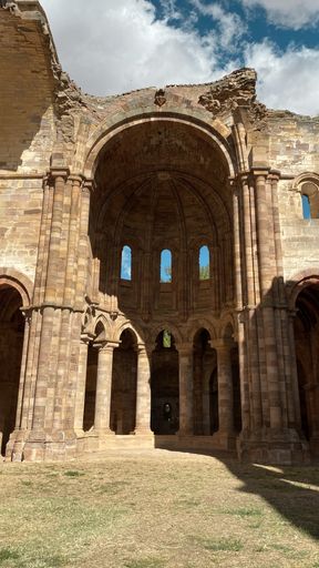 A vertical shot of the Monasterio Santa Maria de Moreruela in Granja de Moreruela Zamora Spain