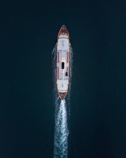 Aerial photograph of a public ferry transport taken in Manly, Sydney