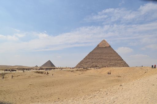 Pyramid of Khufu and two pyramids in Cairo, Egypt