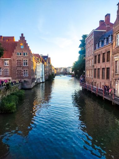 Brugge, Bruges in Belgium, water channel, canal landscape