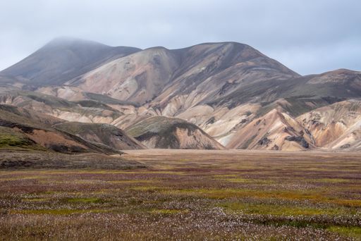 A beautiful shot of a valley in Iceland with mountains in the background
