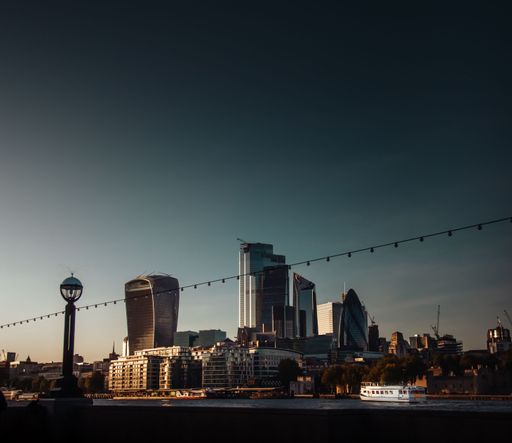 The London skyline at sunset