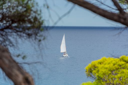 Sant Feliu de Guixols, Spain : 02 Sept 2020: Boats Village of Sant Feliu de Guixols at Costa Brava in Catalonia,Mediterranean Sea,Spain