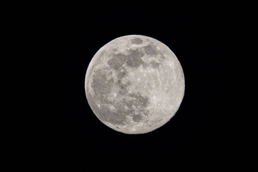 A closeup shot of the stunning supermoon on a dark sky background