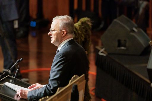 The Prime Minister Anthony Albanese at the national memorial service for Queen Elizabeth II.
