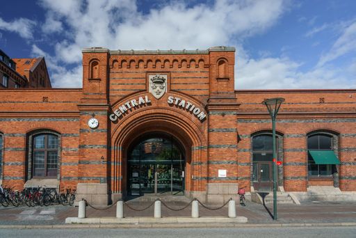 The Main entrance to the Central train station in the daytime in Malmo, Sweden