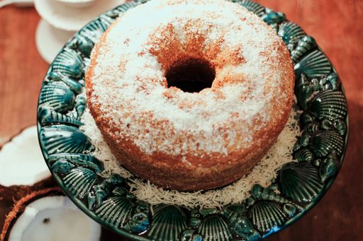 A high angle shot of a delicious Ciambella dessert - perfect for a food blog